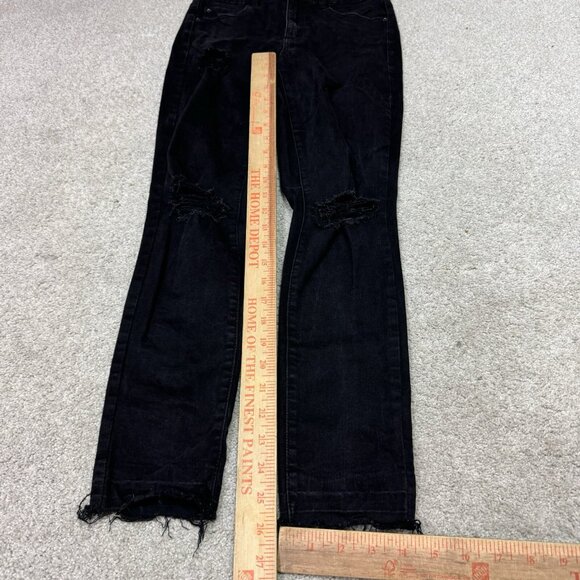 Garage Jeans Retro High Waist Jegging Black Distressed Pockets Size 5 - Picture 3 of 12